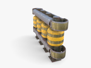 Tileable rolling barrier v2 weathered 3D Model