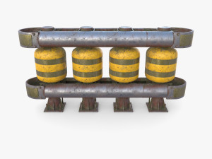 Tileable rolling barrier v2 weathered 3D Model