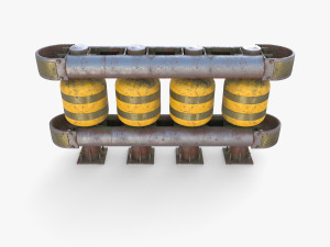 Tileable rolling barrier v2 weathered 3D Model