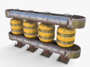 Tileable rolling barrier v2 weathered 3D Model