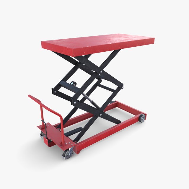 Scissor Lift Table Red 3D Model .c4d .max .obj .3ds .fbx .lwo .lw .lws