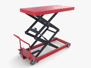 Scissor Lift Table Red 3D Model