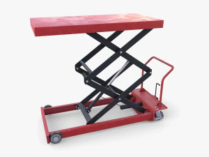 Scissor Lift Table Red 3D Model