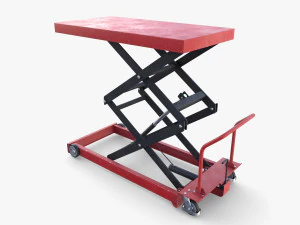 Scissor Lift Table Red 3D Model