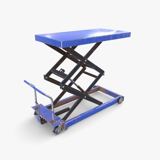 Scissor Lift Table Blue 3D Model .c4d .max .obj .3ds .fbx .lwo .lw .lws