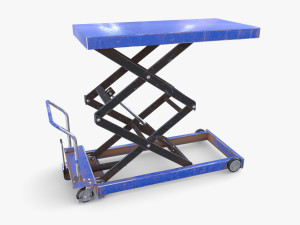 Scissor Lift Table Blue 3D Model