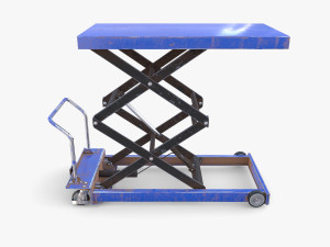 Scissor Lift Table Blue 3D Model