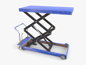 Scissor Lift Table Blue 3D Model