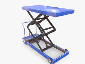 Scissor Lift Table Blue 3D Model