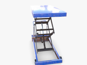 Scissor Lift Table Blue 3D Model