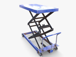 Scissor Lift Table Blue 3D Model