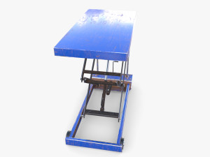 Scissor Lift Table Blue 3D Model