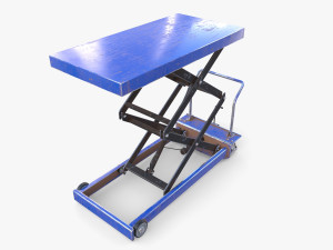 Scissor Lift Table Blue 3D Model