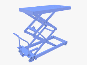 Scissor Lift Table Blue 3D Model
