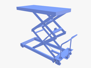 Scissor Lift Table Blue 3D Model