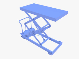 Scissor Lift Table Blue 3D Model