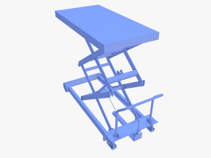Scissor Lift Table Blue 3D Model