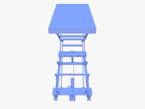 Scissor Lift Table Blue 3D Model