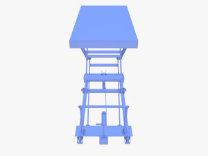 Scissor Lift Table Blue 3D Model