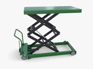 Scissor Lift Table Blue 3D Model