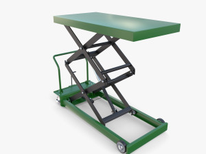 Scissor Lift Table Blue 3D Model
