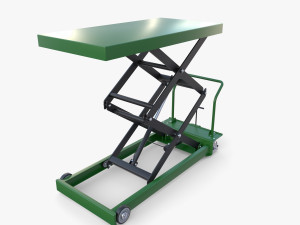 Scissor Lift Table Blue 3D Model