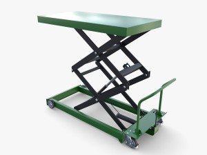 Scissor Lift Table Blue 3D Model