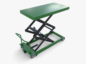 Scissor Lift Table Blue 3D Model