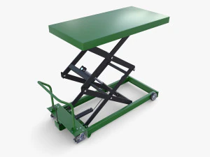 Scissor Lift Table Blue 3D Model