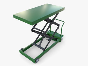 Scissor Lift Table Blue 3D Model