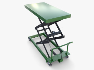 Scissor Lift Table Blue 3D Model