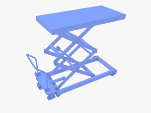 Scissor Lift Table Blue 3D Model