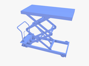Scissor Lift Table Blue 3D Model