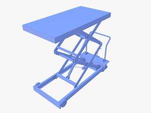 Scissor Lift Table Blue 3D Model