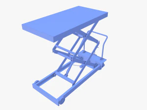 Scissor Lift Table Blue 3D Model