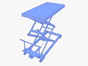 Scissor Lift Table Blue 3D Model