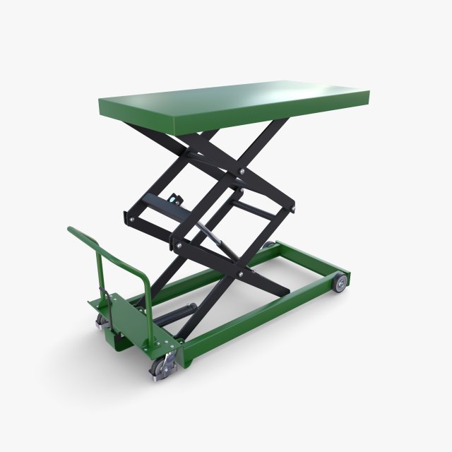 Animated Scissor Lift Table Green 3D Model .c4d .max .obj .3ds .fbx .lwo .lw .lws