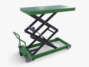 Animated Scissor Lift Table Green 3D Model