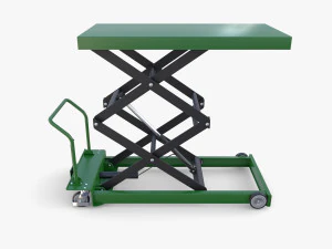 Animated Scissor Lift Table Green 3D Model