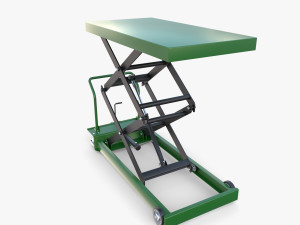 Animated Scissor Lift Table Green 3D Model
