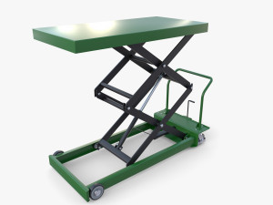 Animated Scissor Lift Table Green 3D Model