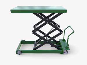 Animated Scissor Lift Table Green 3D Model