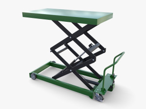 Animated Scissor Lift Table Green 3D Model