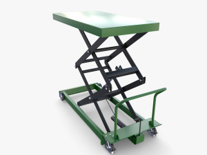 Animated Scissor Lift Table Green 3D Model