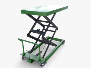 Animated Scissor Lift Table Green 3D Model