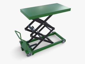 Animated Scissor Lift Table Green 3D Model