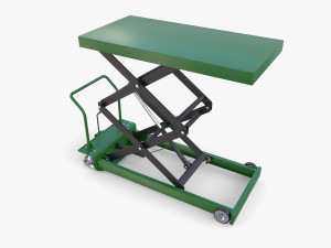 Animated Scissor Lift Table Green 3D Model