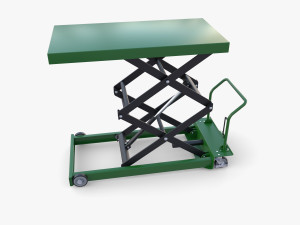 Animated Scissor Lift Table Green 3D Model