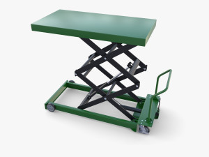 Animated Scissor Lift Table Green 3D Model