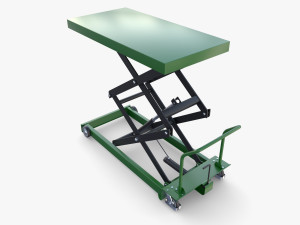 Animated Scissor Lift Table Green 3D Model